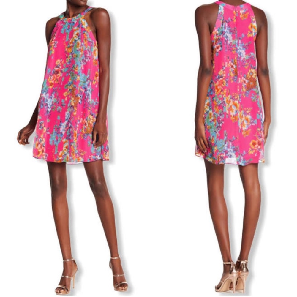 Betsey Johnson Pink Floral Swing Dress Sun Dress